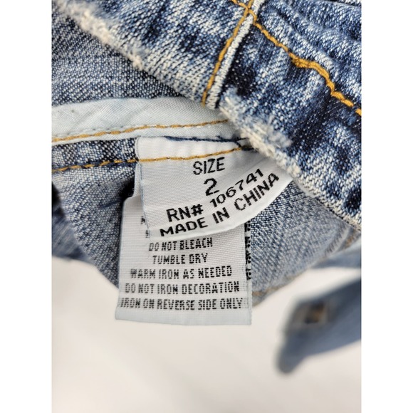 Tempo Denim Jean Jacket Embroidered Collared 2 Yellow Red Y2K 90s - Picture 10 of 10